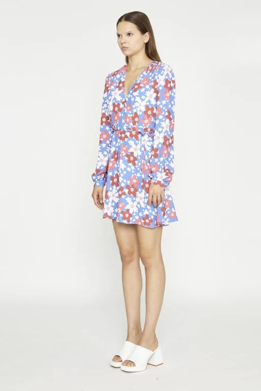 Glamorous Day Dresses|Mini Dresses|Blue-Red Flower V-Neck Mini-Dress -