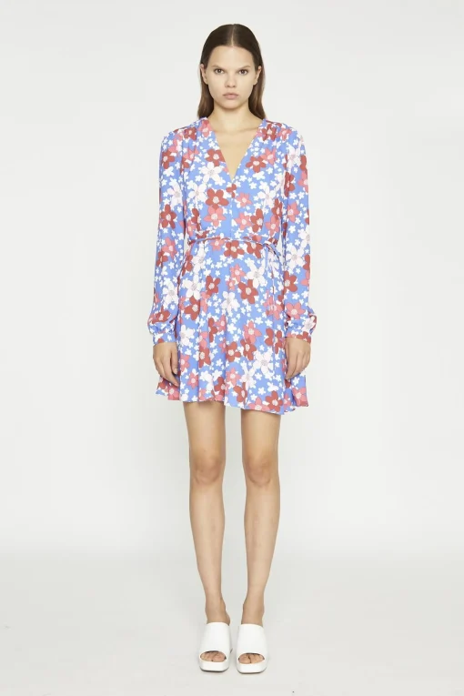 Glamorous Day Dresses|Mini Dresses|Blue-Red Flower V-Neck Mini-Dress -