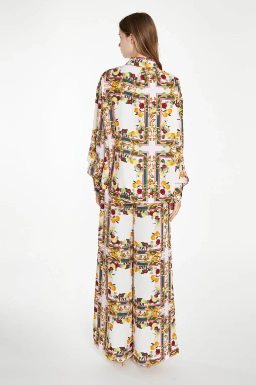 Glamorous Wide Leg Trousers|Citrus Scarf Print Wide Leg Trousers -