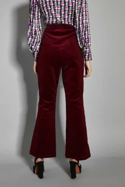 Glamorous Flares|Claret-Corduroy Flared-Trousers -