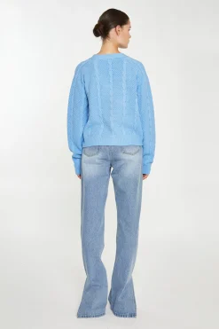 Glamorous Jet Setter|Cardigans|Cornflower Blue Button Down Cable Knit Cardigan -