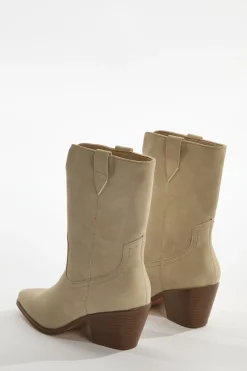 Glamorous Boots|Cream Cowboy Ankle-Boots -