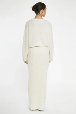 Glamorous Knitted Co-ords|Knitted Skirts|Cream Knitted Maxi-Skirt -