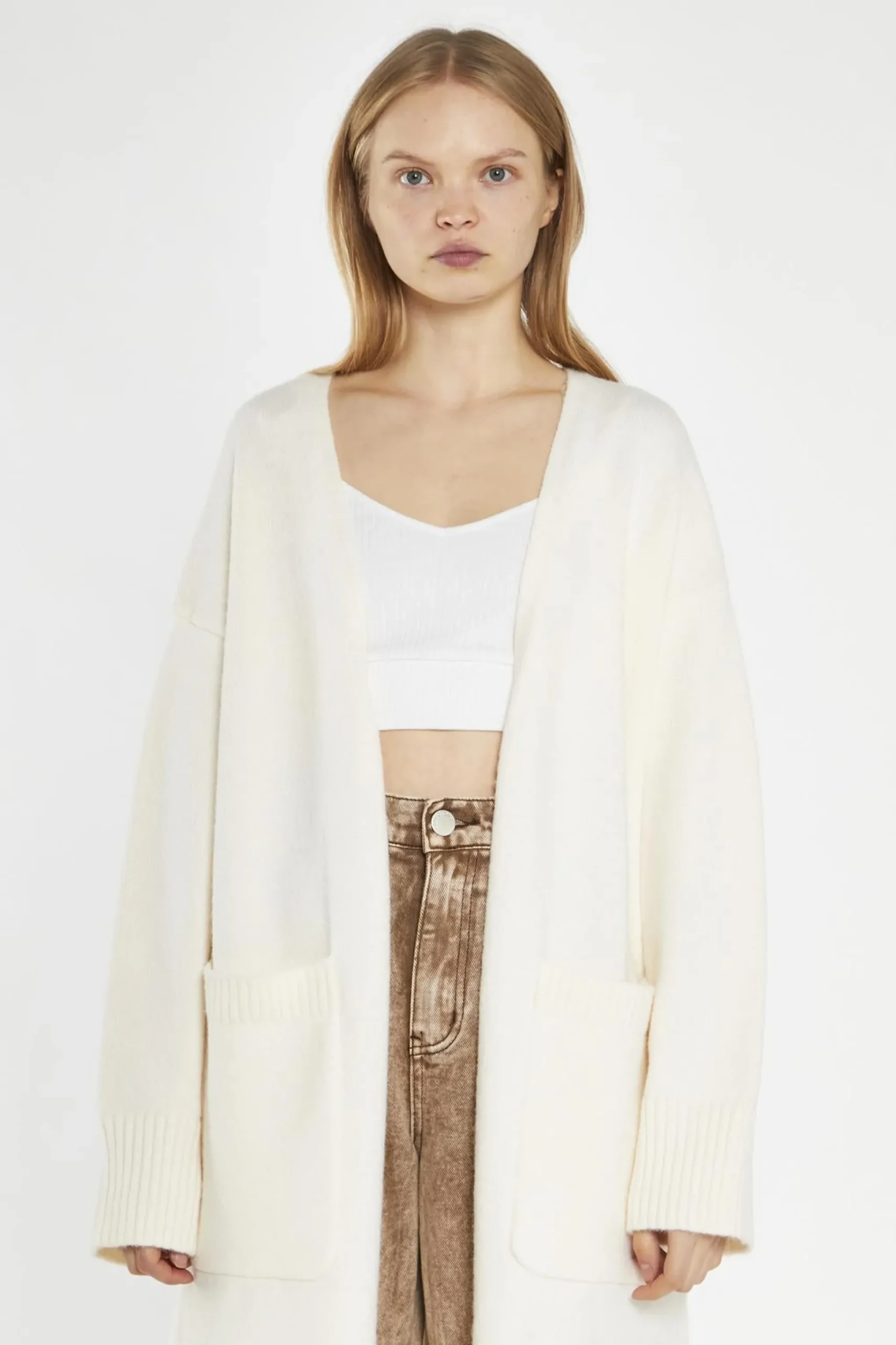 Glamorous Cardigans|Cream Longline-Cardigan -