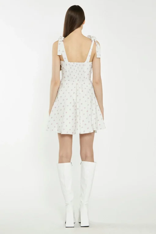 Glamorous Best Dressed Guest|Chic Escapes|Cream Pink Stem Flower Mini-Dress -