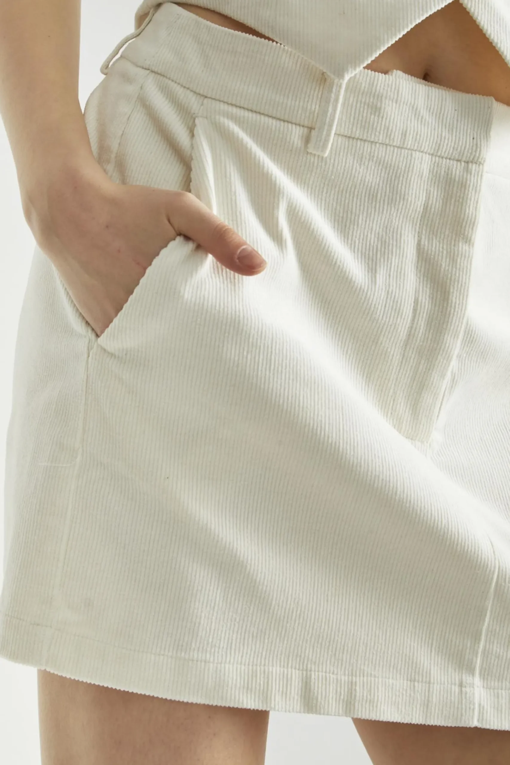 Glamorous Co-ords|Mini Skirts|Cream-Corduroy A-Line Mini-Skirt -