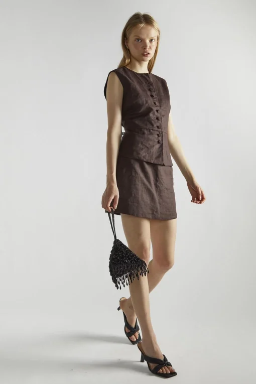 Glamorous Mini Skirts|Dark Brown A-Line Mini-Skirt -