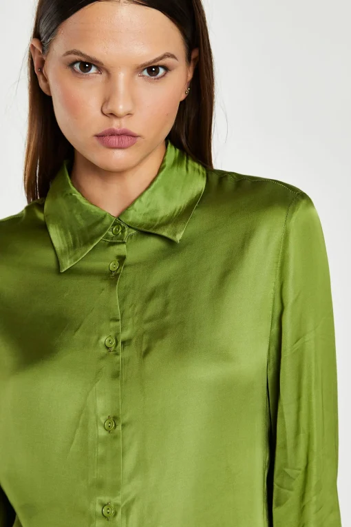 Glamorous Co-ords|Dark-Apple Green Classic -Shirt -