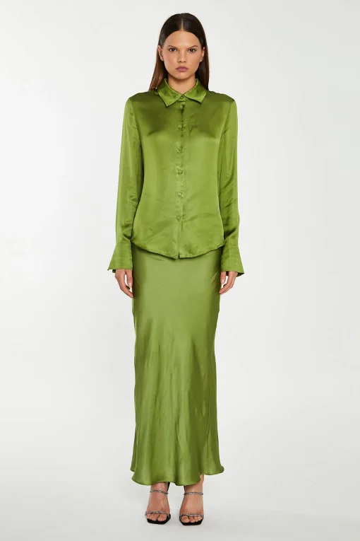 Glamorous Co-ords|Dark-Apple Green Classic -Shirt -