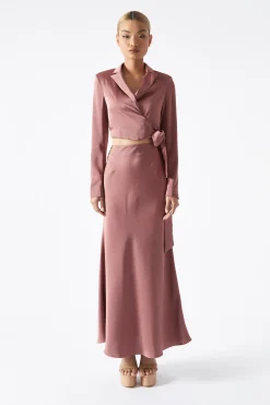 Glamorous Prom|Workwear|Dark-Rose Bias-Cut Midaxi-Skirt -