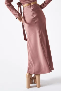 Glamorous Prom|Workwear|Dark-Rose Bias-Cut Midaxi-Skirt -