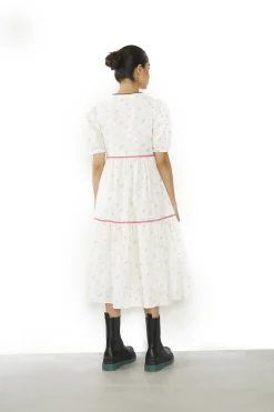Glamorous Day Dresses|Midi & Midaxi Dresses|Ditsy-Rose Stripe-Black Button-Front Shift Midi-Dress -