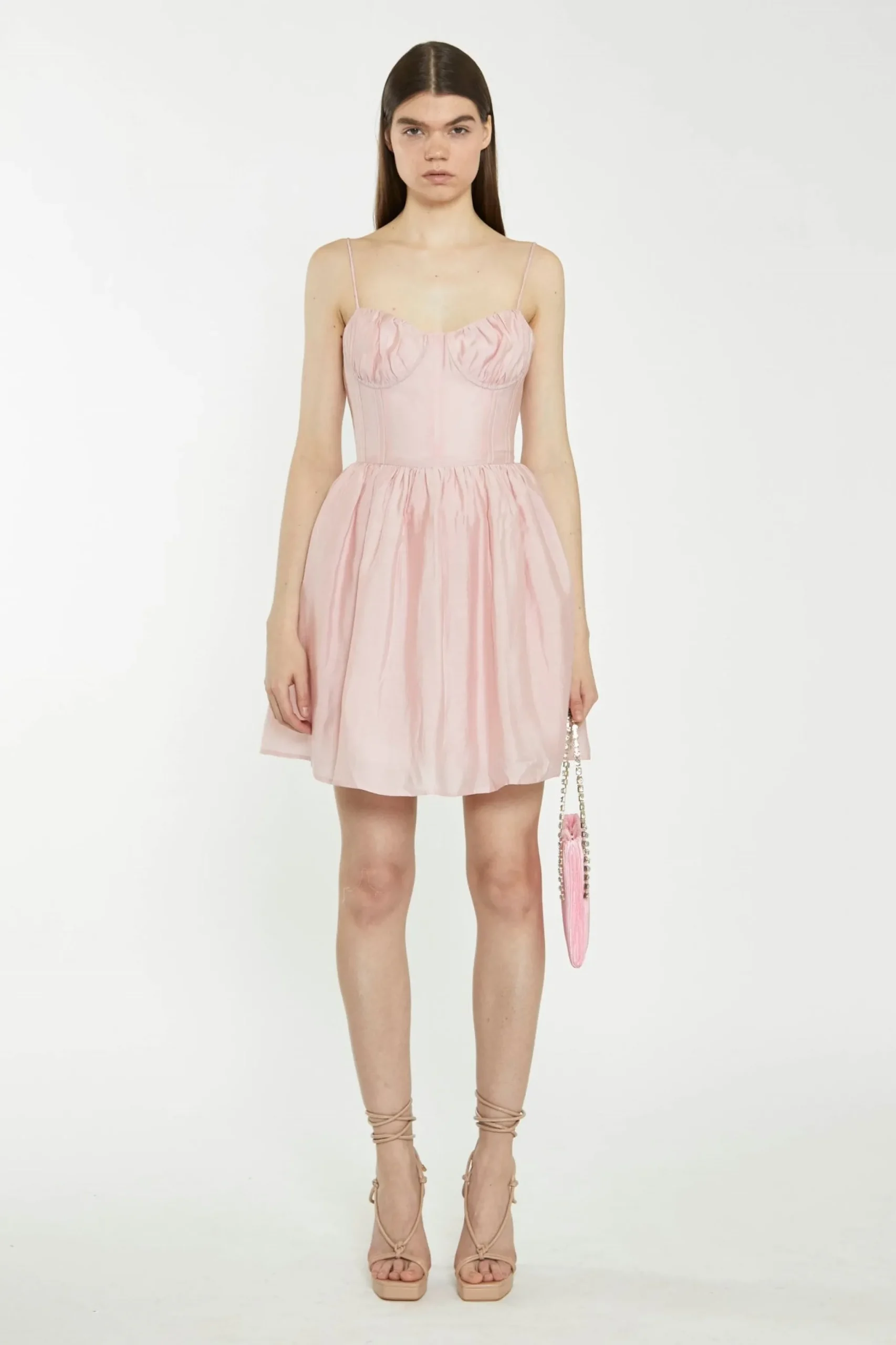 Glamorous Best Dressed Guest|Go To Partywear|Dusty Pink Corset Skater Mini-Dress -