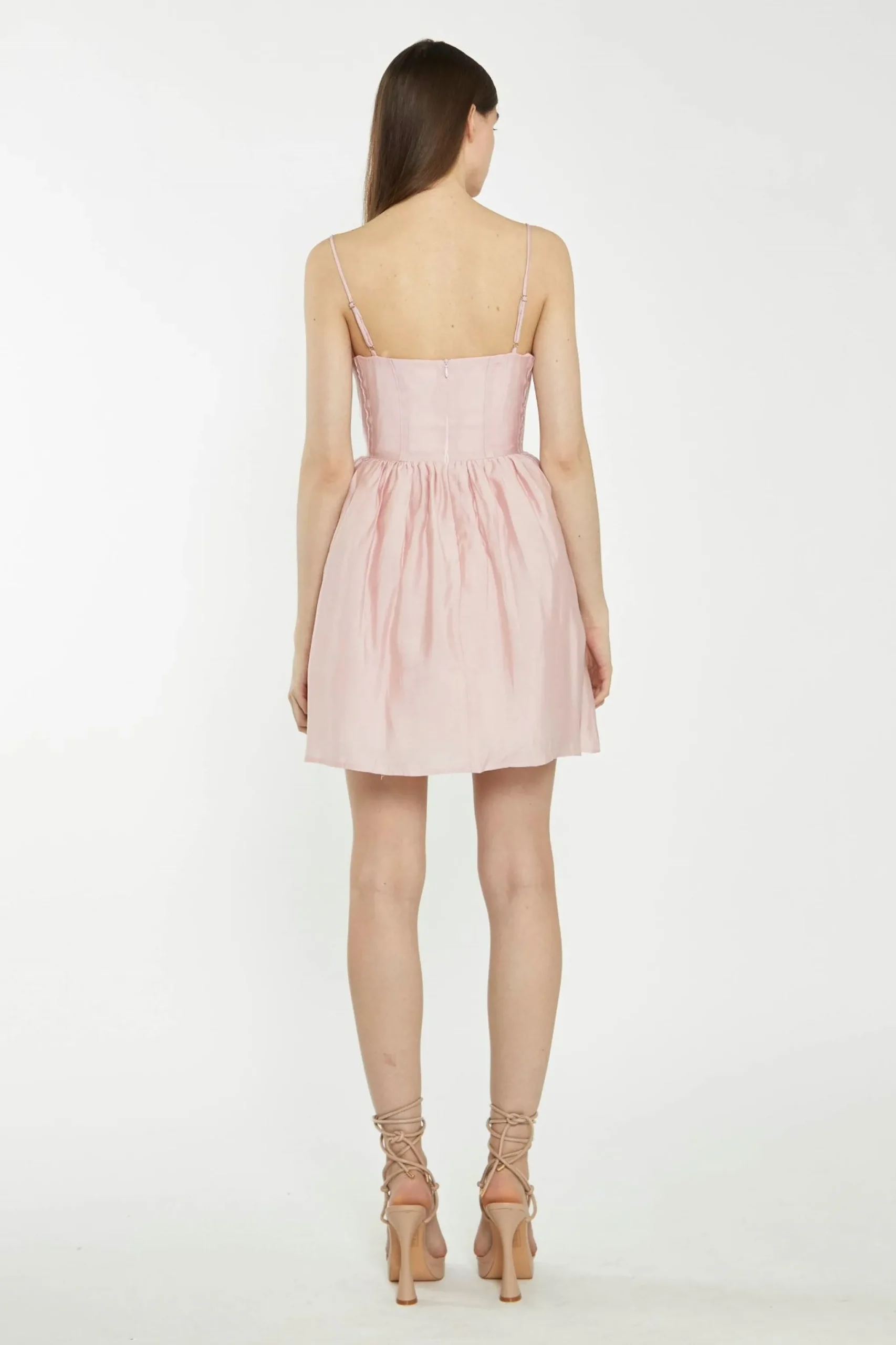 Glamorous Best Dressed Guest|Go To Partywear|Dusty Pink Corset Skater Mini-Dress -