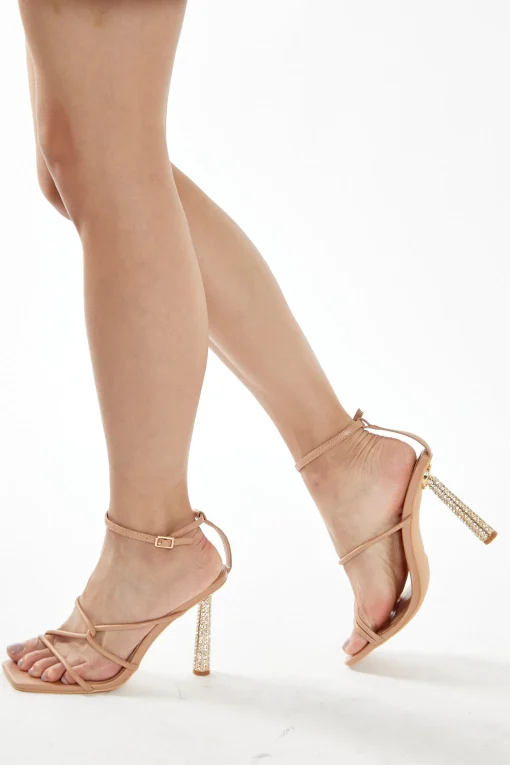 Glamorous Special Extras|Best Dressed Guest|Beige Strappy Statement Heel Sandals -