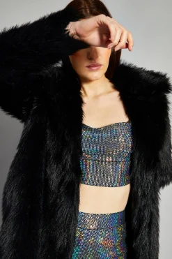 Glamorous Faux Fur & Leather|Coats|Black Faux Fur Coat -