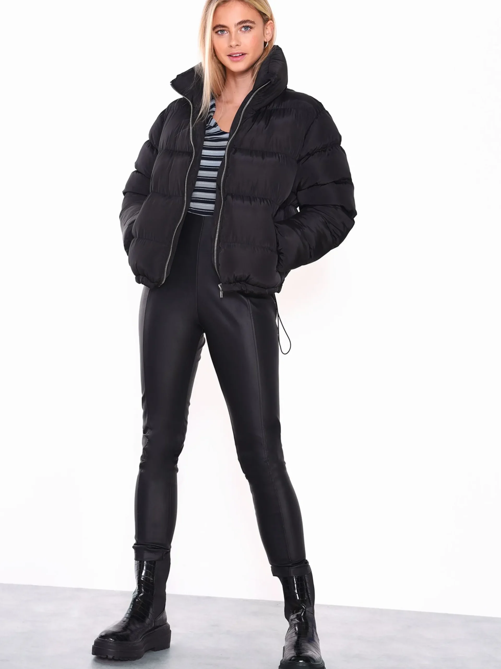 Glamorous Puffer Jackets|Jackets|Black Padded Puffer Long Sleeve Jacket -