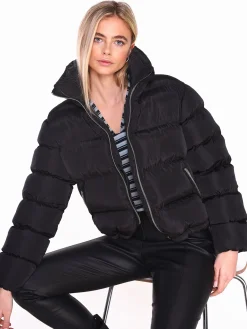 Glamorous Puffer Jackets|Jackets|Black Padded Puffer Long Sleeve Jacket -