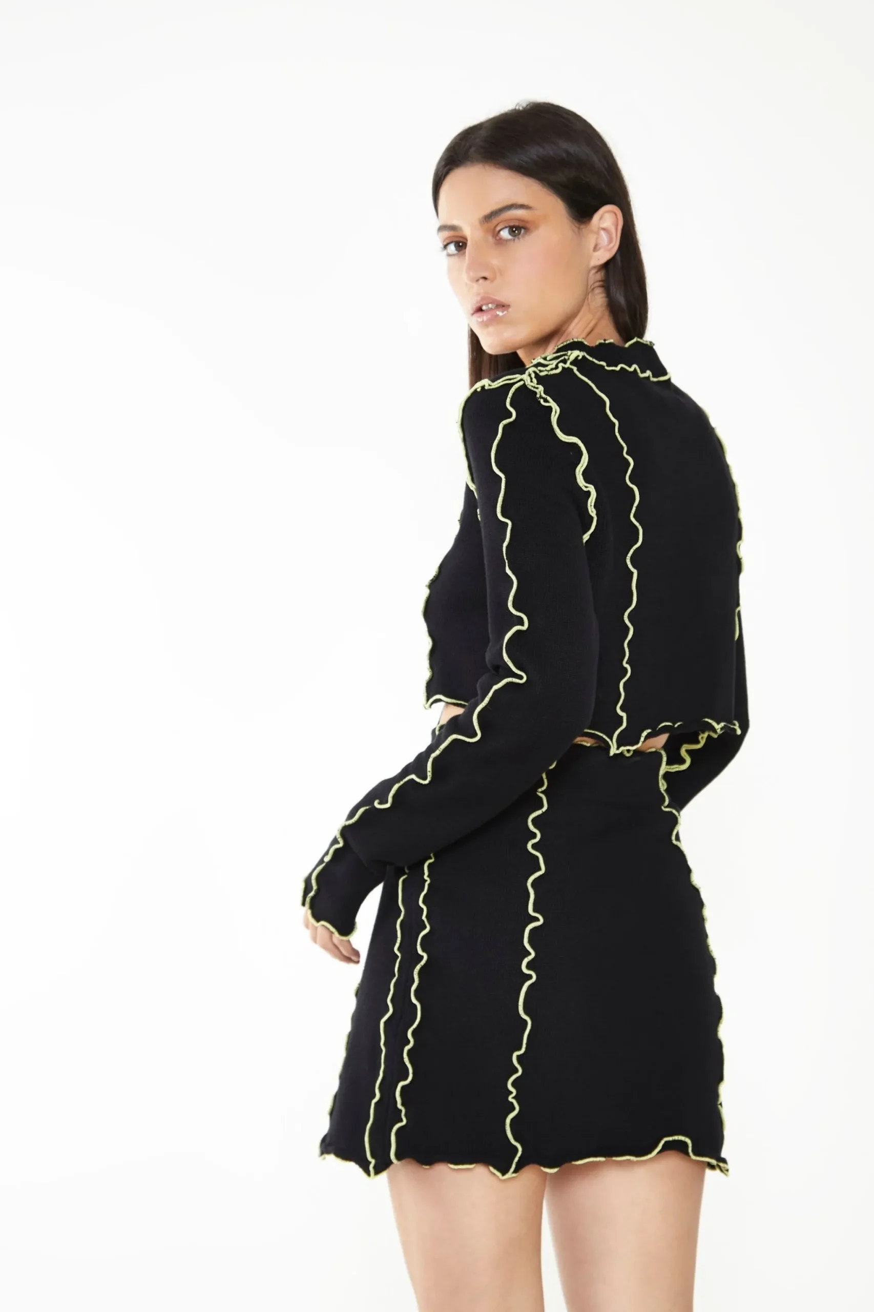 Glamorous Glamorous Care: Our Sustainable Collection|Co-ords|Care Black Exposed Seam Lace Up Jumper -