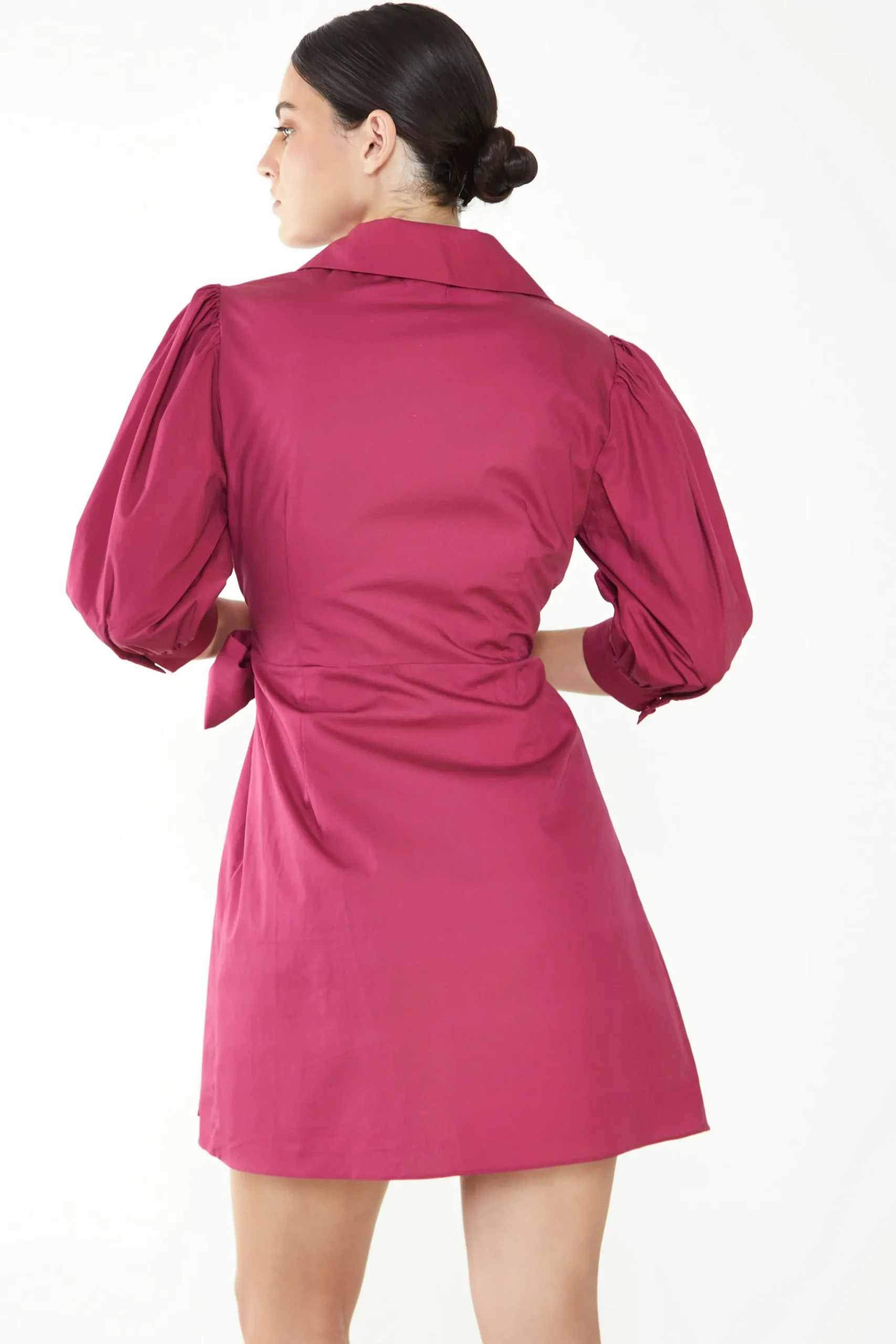 Glamorous Day Dresses|Wrap Dressses|Care Dark Raspberry Mini Wrap Dress -