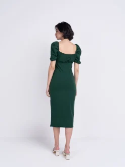 Glamorous Glamorous Care: Our Sustainable Collection|Midi & Midaxi Dresses|Care Forest Green Tie Front Midi Dress -
