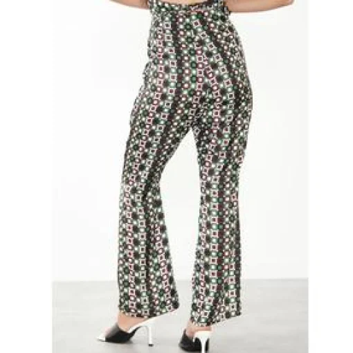 Glamorous Flares|Care Geometric Print Flared Trousers -