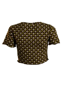 Glamorous Glamorous Care: Our Sustainable Collection|Care Khaki Houndstooth Print Crop Top -