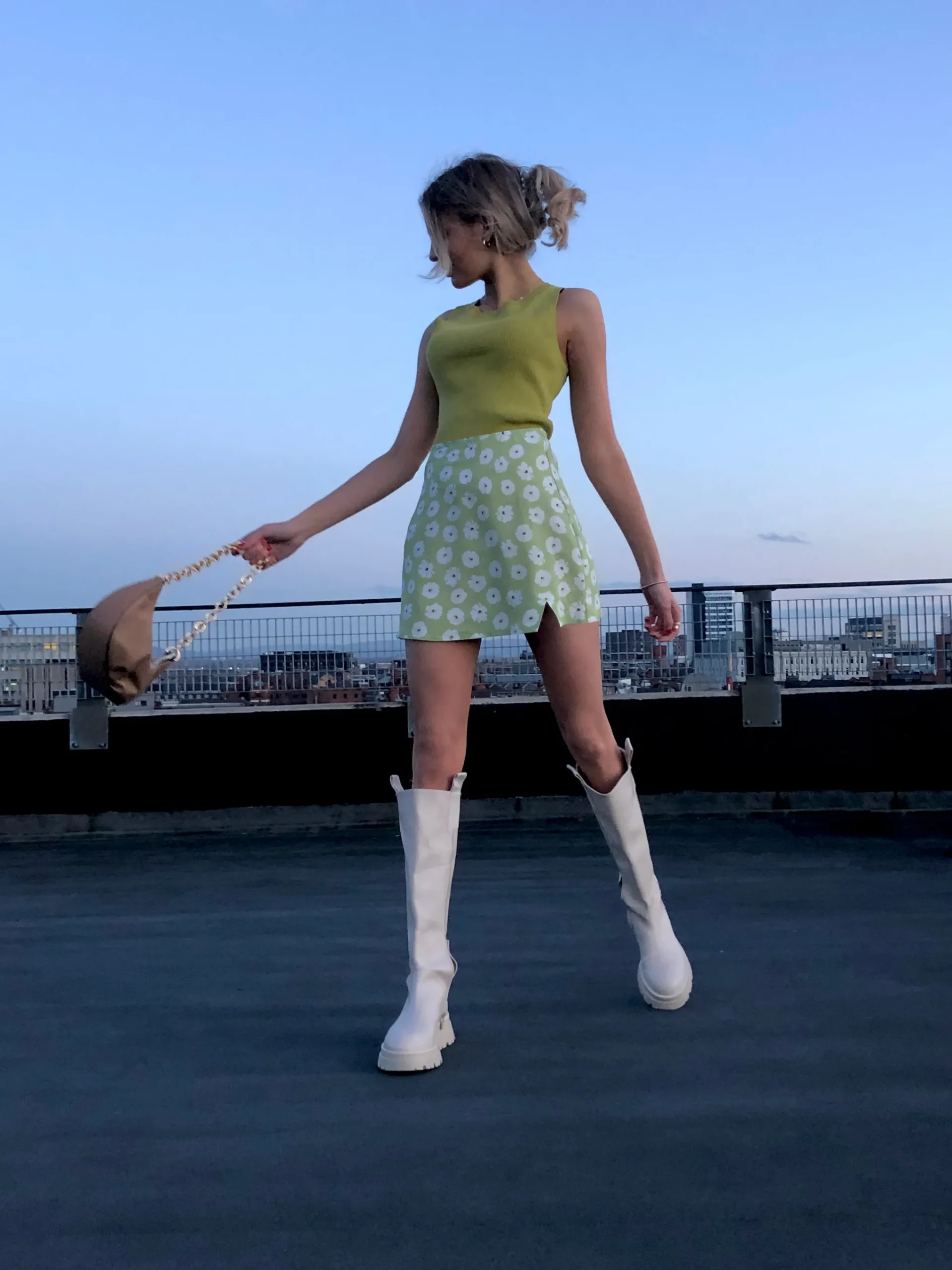 Glamorous Glamorous Care: Our Sustainable Collection|Mini Skirts|Care Olive Green Flower Mini Skirt -