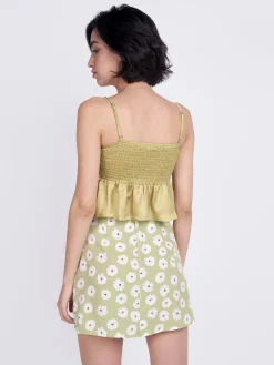 Glamorous Glamorous Care: Our Sustainable Collection|Care Olive Green Frill Ruched Top -