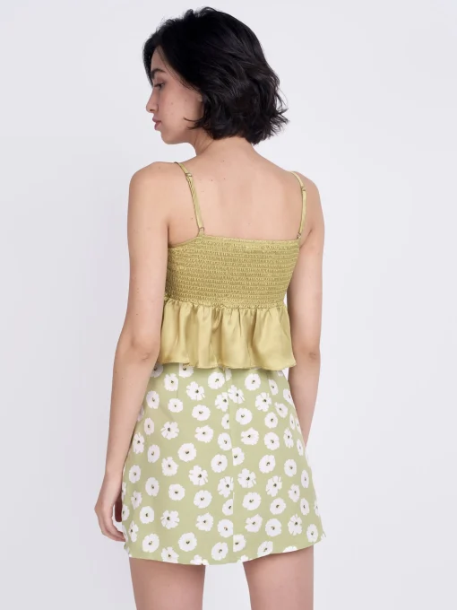 Glamorous Glamorous Care: Our Sustainable Collection|Care Olive Green Frill Ruched Top -
