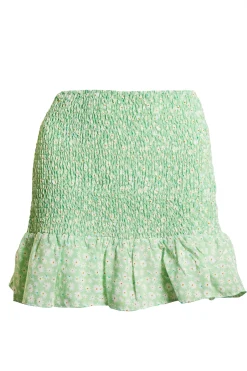 Glamorous Best Dressed Guest|Glamorous Care: Our Sustainable Collection|Care Smocked Mini Skirt with Ruffle Hem -