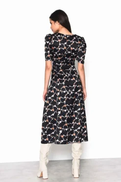 Glamorous Midi & Midaxi Dresses|Midi & Midaxi Dresses|Chain Floral Button Down Midi Dress with Plunging Neckline, -