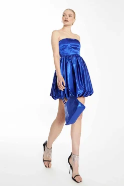 Glamorous Prom|Go To Partywear|Collection Bright Blue Strapless Puff Skirt Mini Dress -