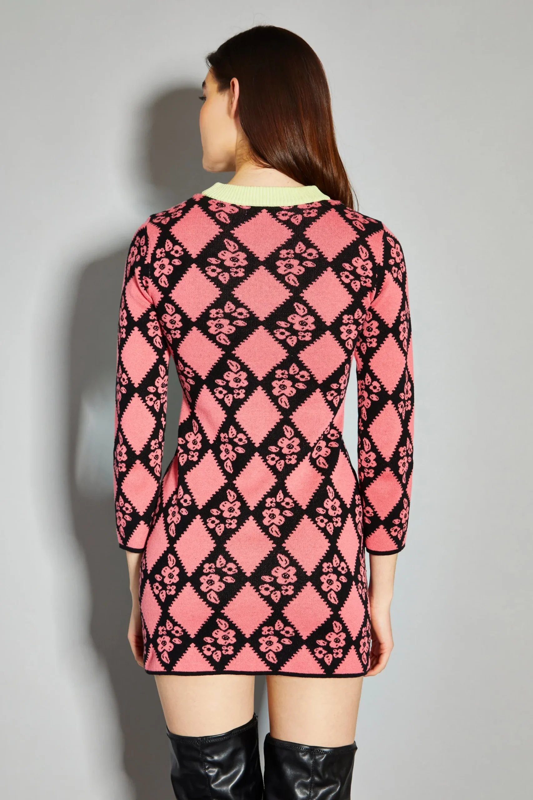 Glamorous Day Dresses|Mini Dresses|Coral Diamond Floral Print Mini Dress -