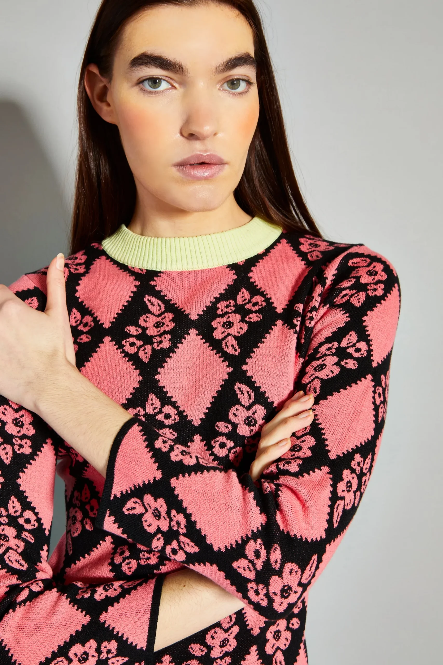 Glamorous Day Dresses|Mini Dresses|Coral Diamond Floral Print Mini Dress -