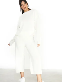 Glamorous Jumpers|Cream Ribbed Long Sleeve Jumper -