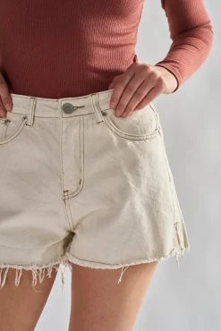 Glamorous Chic Escapes|Denim Shorts|Ecru High waisted Denim Shorts -