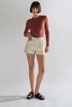 Glamorous Chic Escapes|Denim Shorts|Ecru High waisted Denim Shorts -