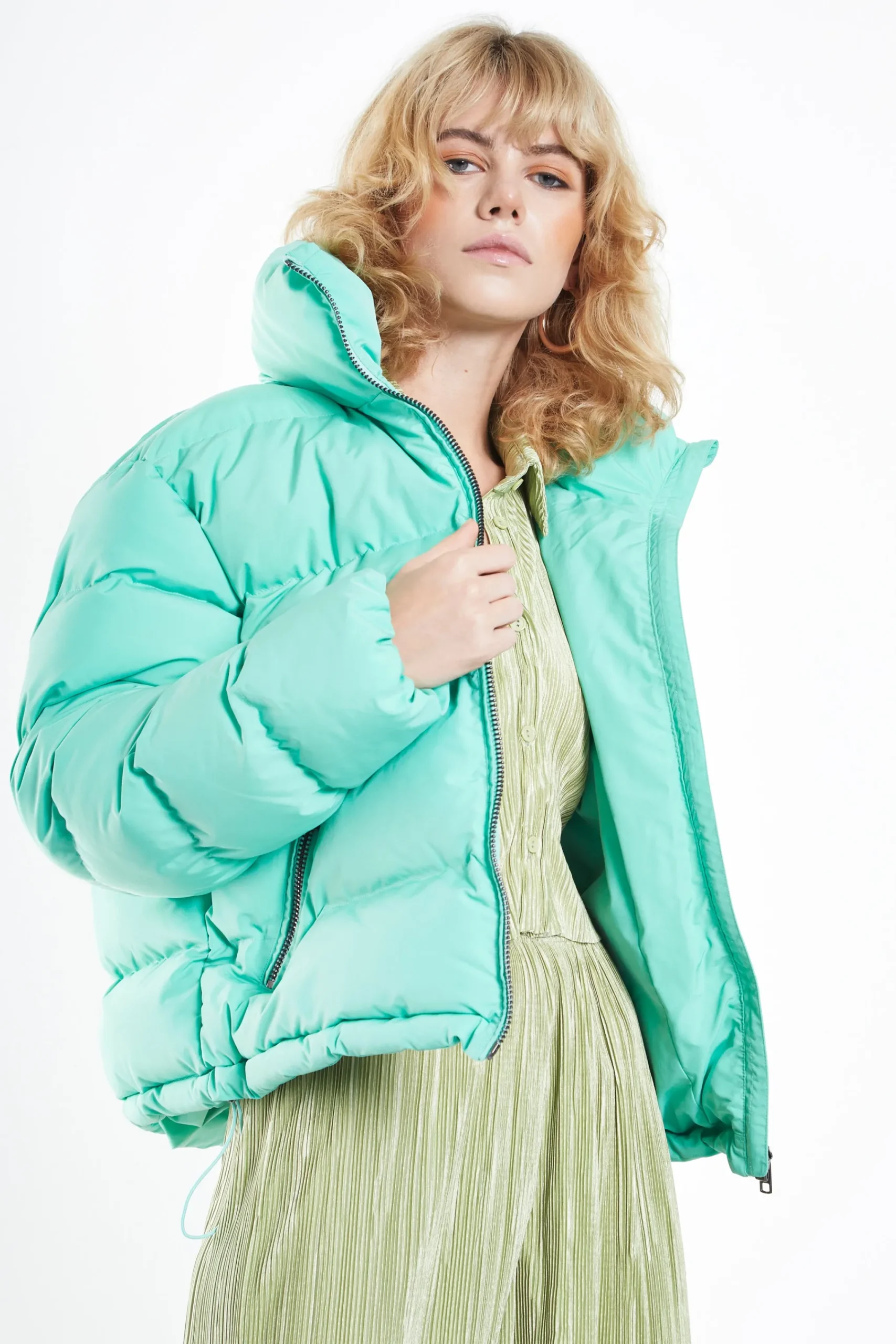 Glamorous Puffer Jackets|Jackets|Jade Green Padded Puffer Jacket -