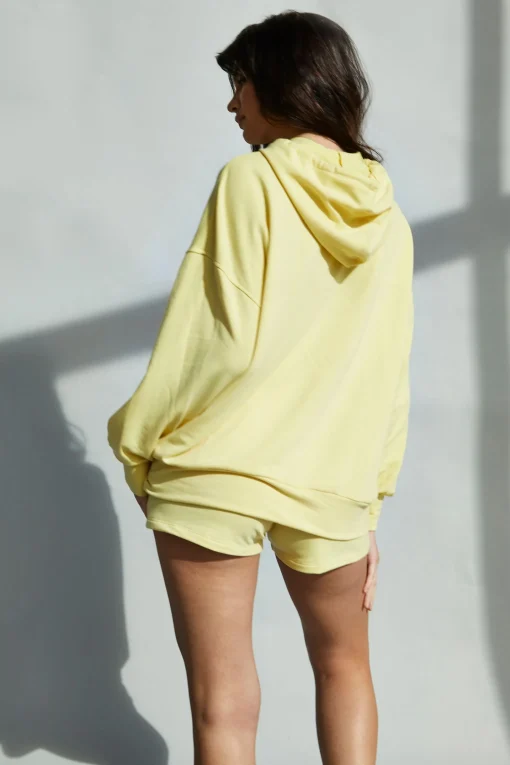 Glamorous Jumpers|Lemon Yellow Hooded Long Sleeve Jumper -