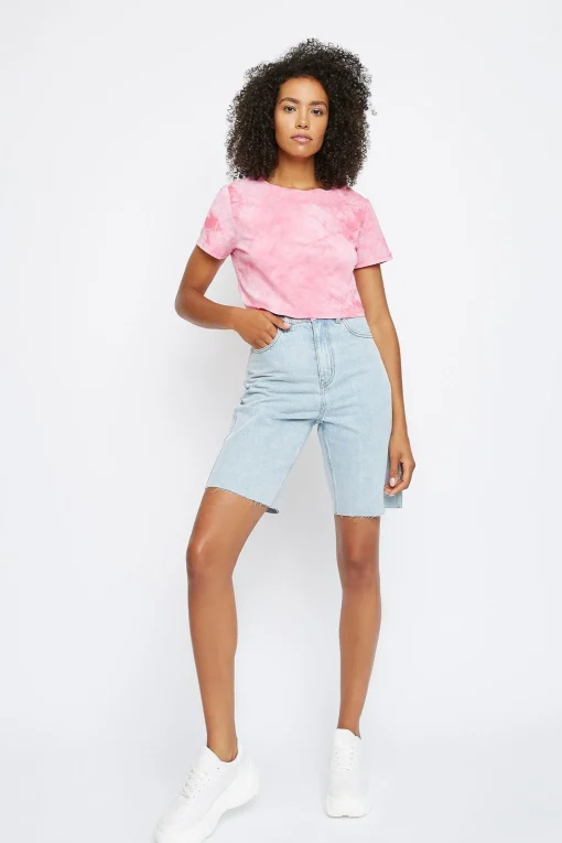 Glamorous Denim Shorts|Light Stonewash Denim Long Shorts -