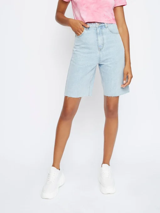 Glamorous Denim Shorts|Light Stonewash Denim Long Shorts -