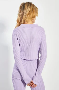 Glamorous Jet Setter|Co-ords|Lilac Marl Button Front Jumper -