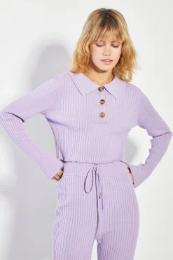 Glamorous Jet Setter|Co-ords|Lilac Marl Button Front Jumper -