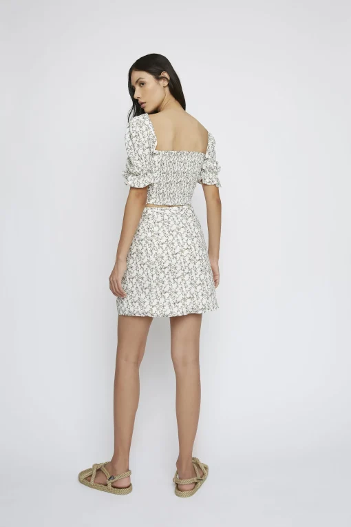 Glamorous Mini Skirts|Linear Floral Ruched Mini Skirt -