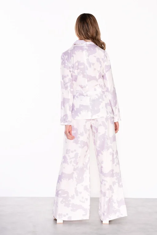 Glamorous Go To Partywear|Blazers|Misty Lilac Abstract Tie Waist Blazer Jacket -