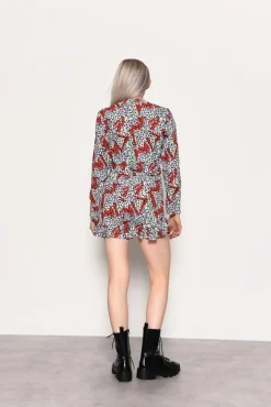 Glamorous Playsuits|Multi Geo Print Tie Front Playsuit -