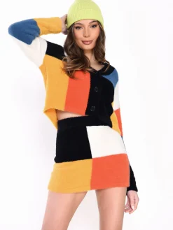 Glamorous Cardigans|Navy Orange Multi Button Front Cardigan -