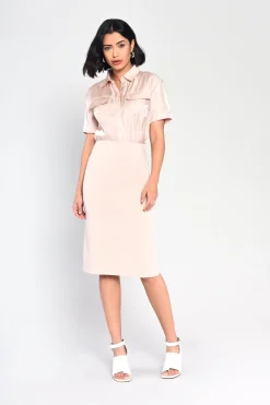 Glamorous Midi & Midaxi Skirts|Nude High Waisted Midi Skirt -