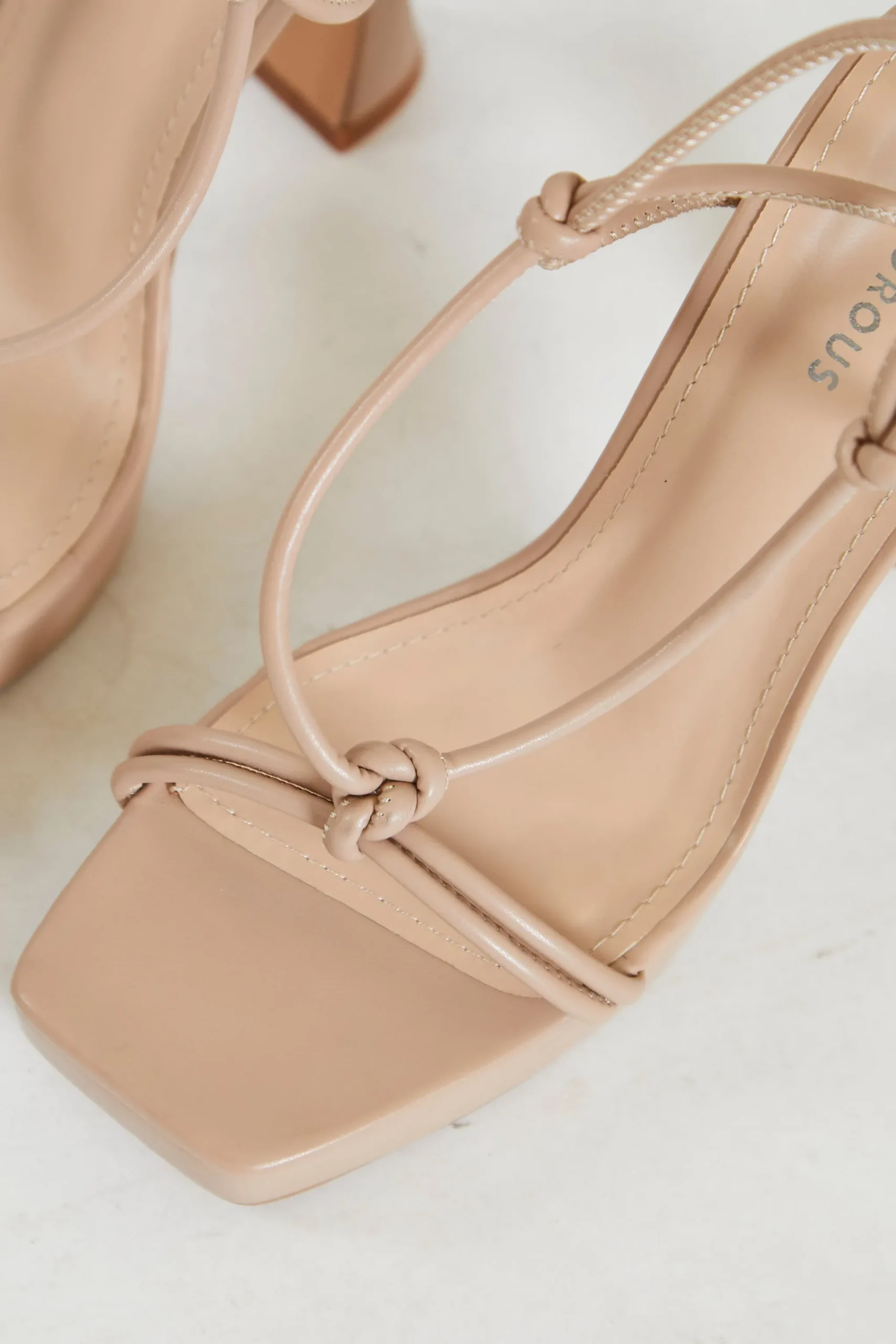 Glamorous Prom|Best Dressed Guest|Nude Lace Up Flared Heels -